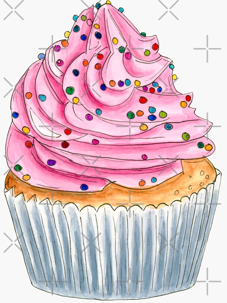 Cute cupcake illustration  Sticker for Sale by Yarafantasyart