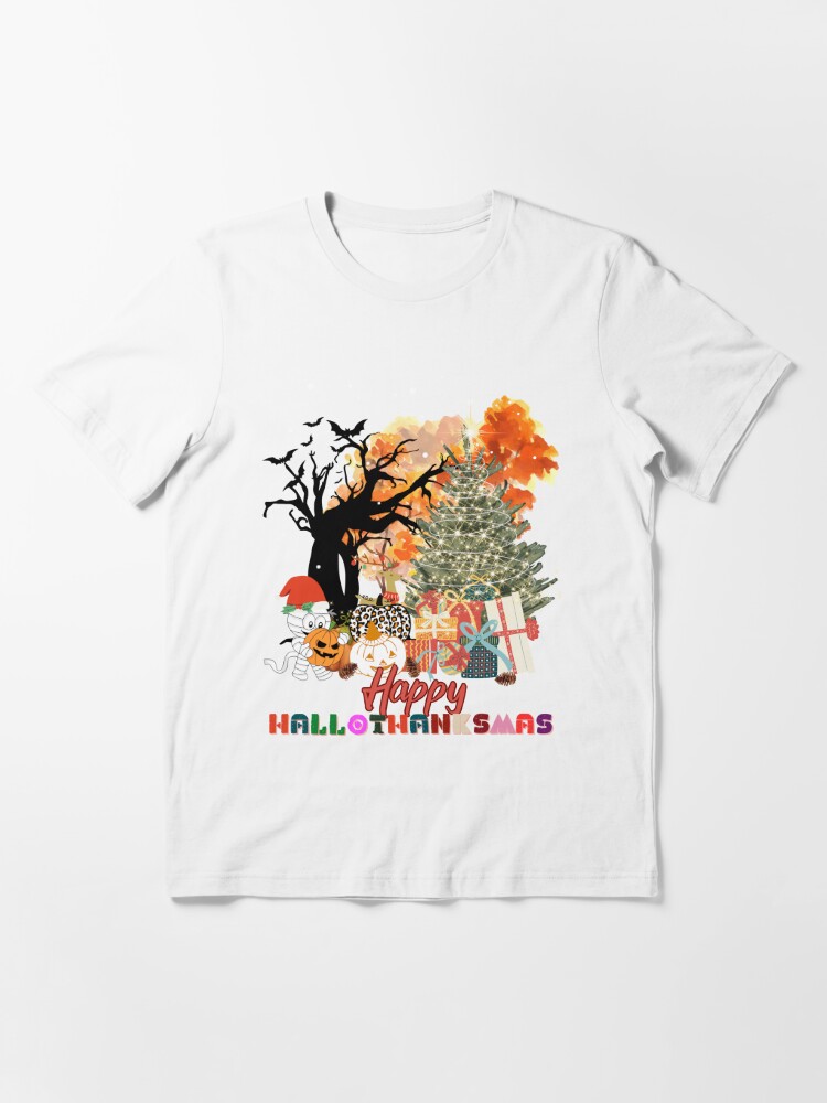 Discover Happy Hallothanksmas Halloween Christmas Cute Essential T-Shirt