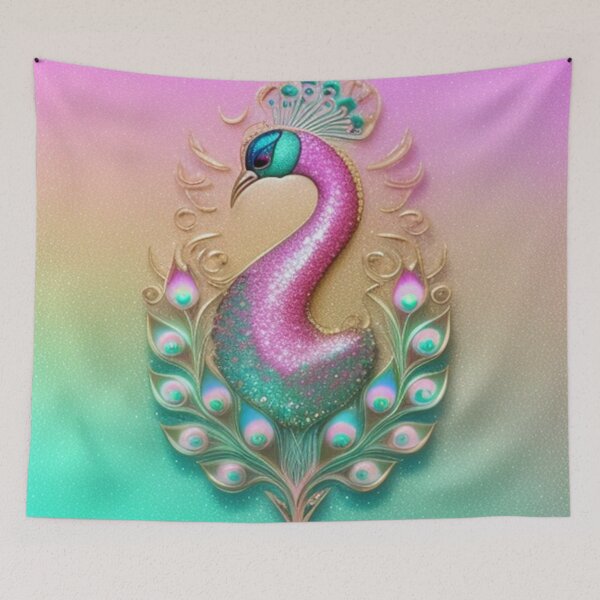 Item preview, Pink and green Peacock  designed and sold by Roxburylane.