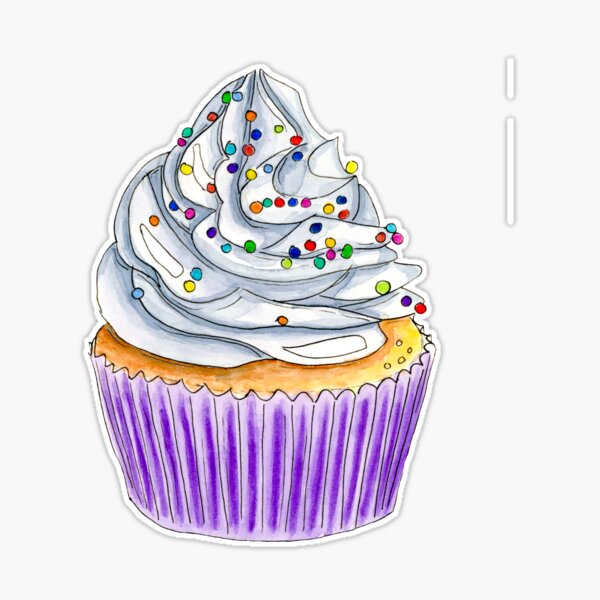 Watercolor Cupcakes Stickers