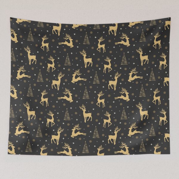 Item preview, Gold and black Christmas reindeer design throw pillow, home decor. designed and sold by karinasalwaszka.