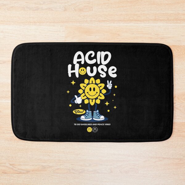 Item preview, ACID HOUSE  - Smiley Peace Flower (white)  designed and sold by Discothreadz.