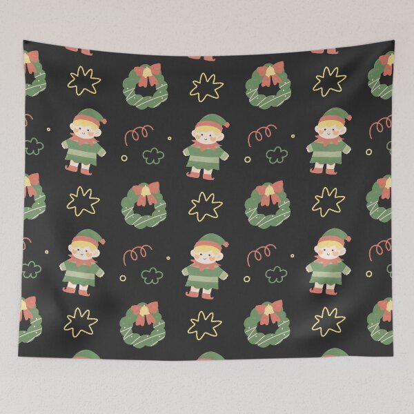 Item preview,  Kawaii Cute Christmas tree little boy elf watercolor pattern designed and sold by TNwandesignart.