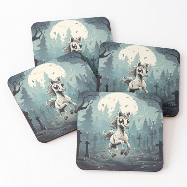 Item preview, cute halloween ghost horse in foggy cemetery designed and sold by Whistle2023.