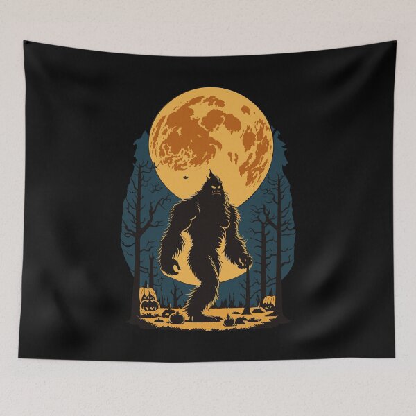 Item preview, Bigfoot Retro Moon Halloween Sasquatch Cryptid Legend designed and sold by Peculiarts.