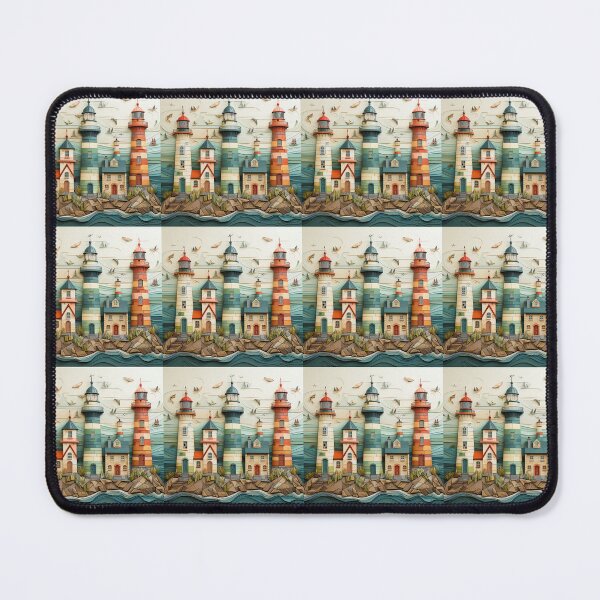 Item preview, Whimsical lighthouses by the sea  designed and sold by KornUHD.