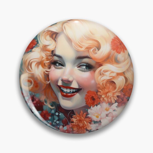 Artikelvorschau, Florale blonde Pinup-Vintage-Illustration entworfen und verkauft von GueloStudio.