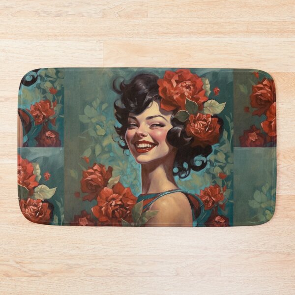 Item preview, Vintage Floral Pinup Beauty Illustration designed and sold by GueloStudio.
