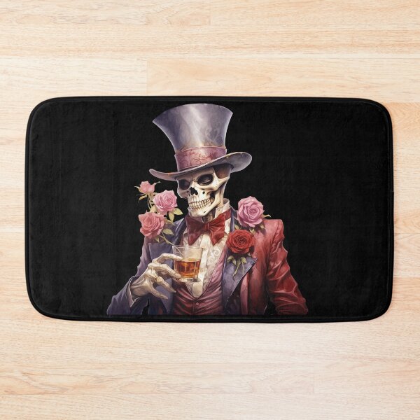 Item preview, Rock and Roll Rocker Spooky Halloween Skeleton Retro Skull and Roses designed and sold by PugD.