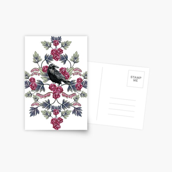 Item preview, Crow, Bleeding Heart & Roses Floral/Botanical Pattern designed and sold by somecallmebeth.