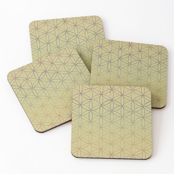 Item preview, Flower of Life Linocut Pattern - Gold + Rainbow Sunset designed and sold by Irene Estelle.