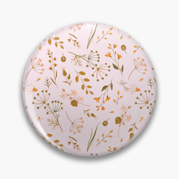 Item preview, orange, green and pale pink floral pattern with wildflowers designed and sold by fowons.