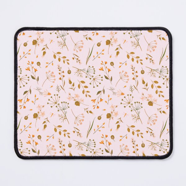 Item preview, orange, green and pale pink floral pattern with wildflowers designed and sold by fowons.