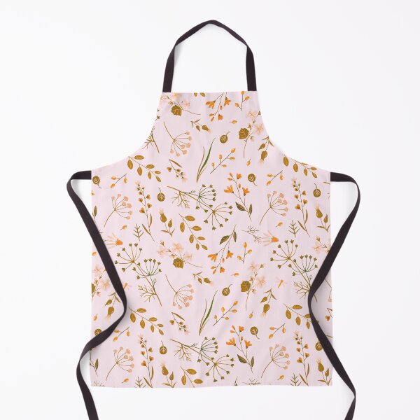 Item preview, orange, green and pale pink floral pattern with wildflowers designed and sold by fowons.