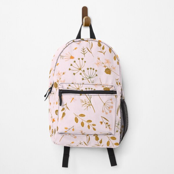 Item preview, orange, green and pale pink floral pattern with wildflowers designed and sold by fowons.