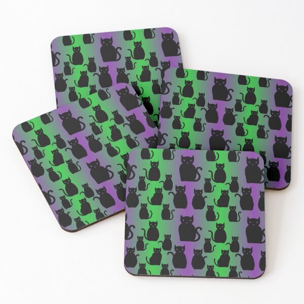 Item preview, Black cats - green and purple designed and sold by InkishDelight.