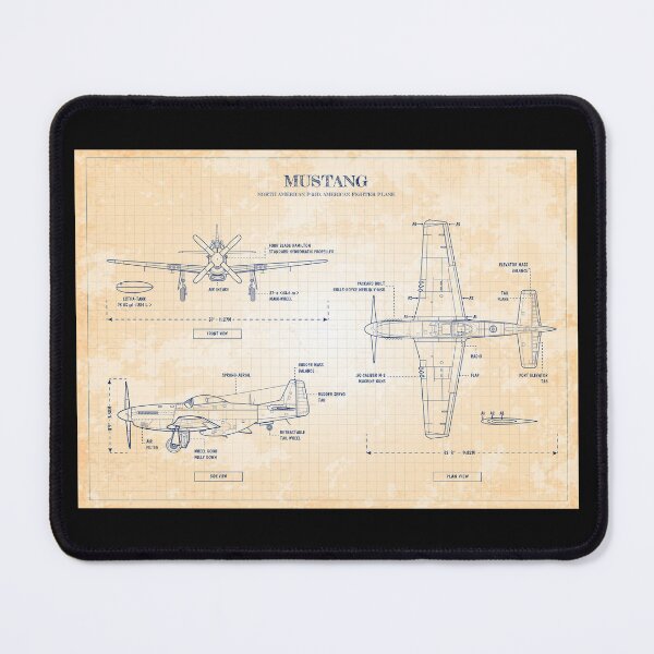 Item preview, Mustang: North American P-51D Horizontal (Old Blue Grid) designed and sold by BGALAXY.