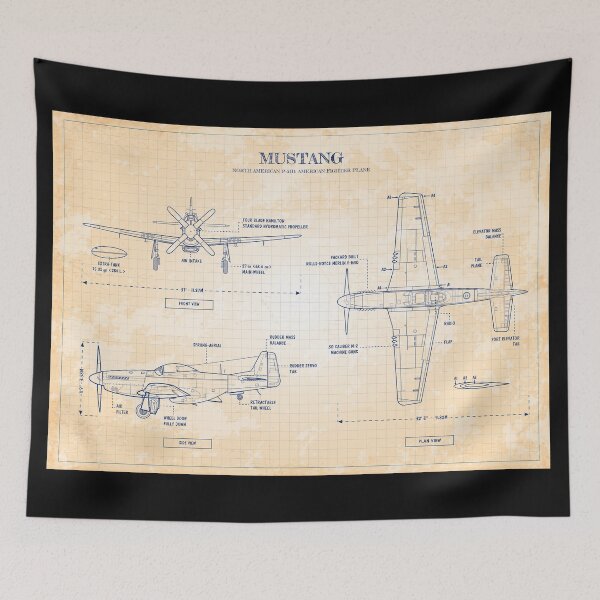 Item preview, Mustang: North American P-51D Horizontal (Old Blue Grid) designed and sold by BGALAXY.