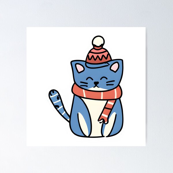 smurf cat, blue cat, cute cartoon blue kitten in a cap