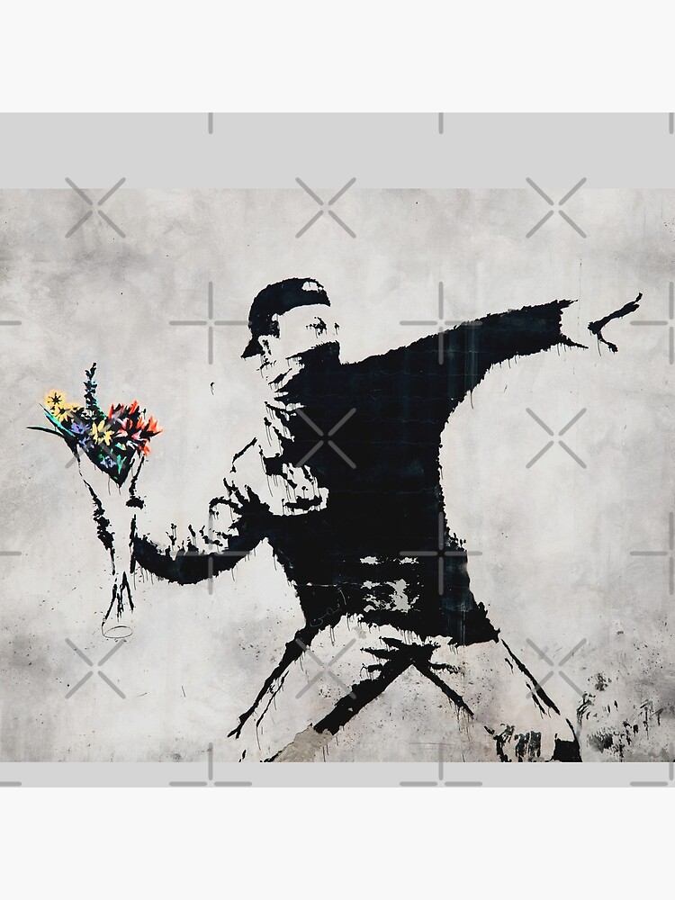 Banksy Flower Throw Wall Vinyl Sticker - Thrower Art Gift Decal - Banksy Flower Decal - Banksy Flower Decal - Banksy Sticker Thrower 16 x 16