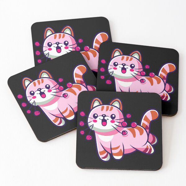 Item preview, raspberry cat, pink cat, cartoon pink kitten designed and sold by Niktarka.