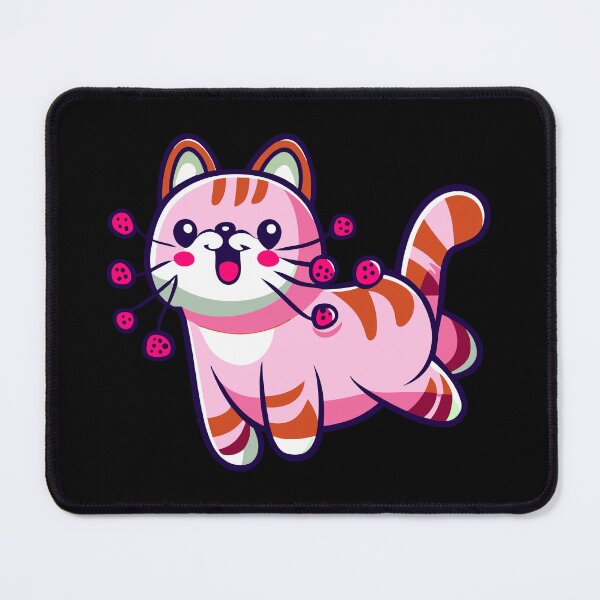Item preview, raspberry cat, pink cat, cartoon pink kitten designed and sold by Niktarka.