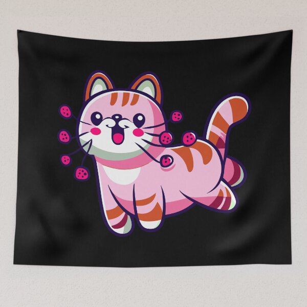 Item preview, raspberry cat, pink cat, cartoon pink kitten designed and sold by Niktarka.