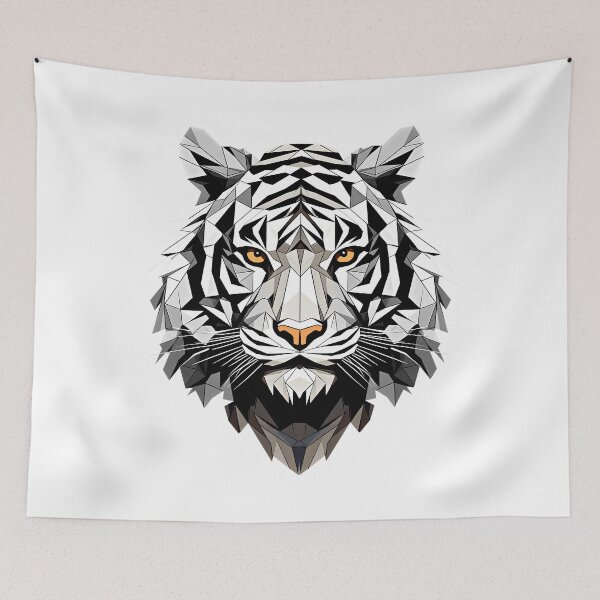 Item preview, White Tiger in low polygons designed and sold by MagicColorPrint.