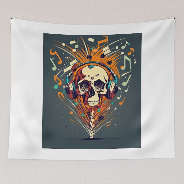 Item preview, skeleton head with exploding 3 notes, halloween designed and sold by rayo-art.