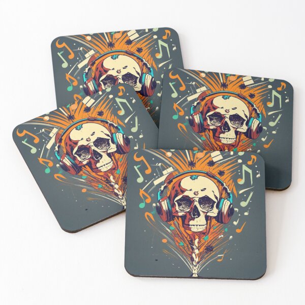 Item preview, skeleton head with exploding 3 notes, halloween designed and sold by rayo-art.
