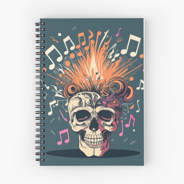 Item preview, skeleton head with exploding  notes 4, halloween  designed and sold by rayo-art.