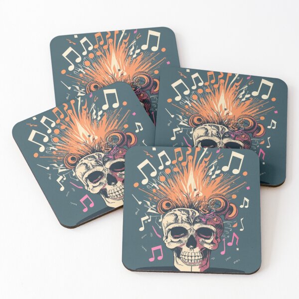 Item preview, skeleton head with exploding  notes 4, halloween  designed and sold by rayo-art.