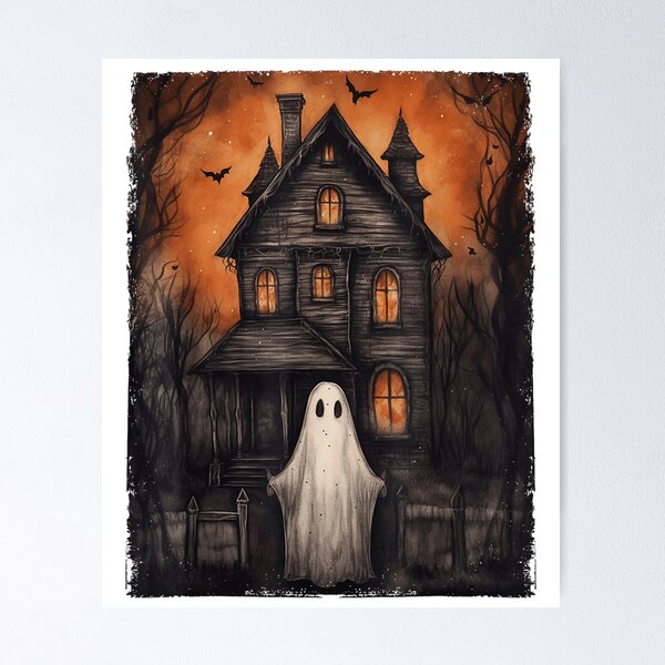 Creepy haunted ghost house scene illustration Stock Illustration | Adobe  Stock