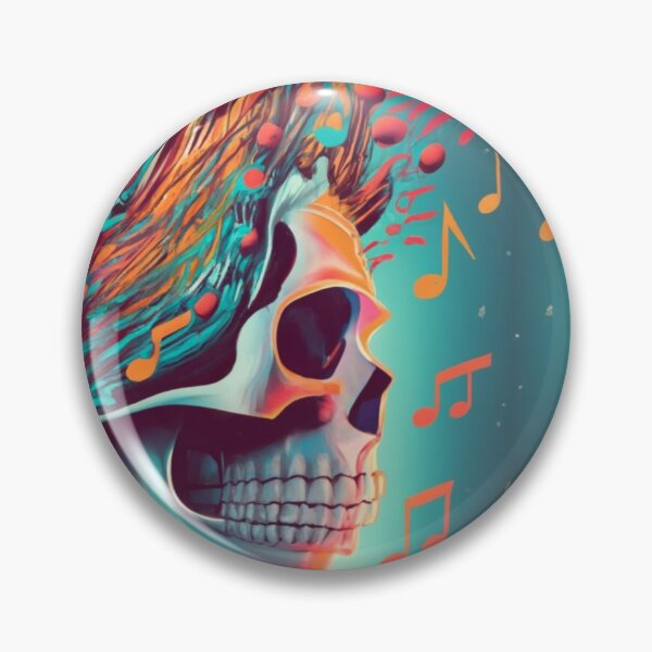 Item preview, skeleton head with exploding 3 notes, halloween  designed and sold by rayo-art.