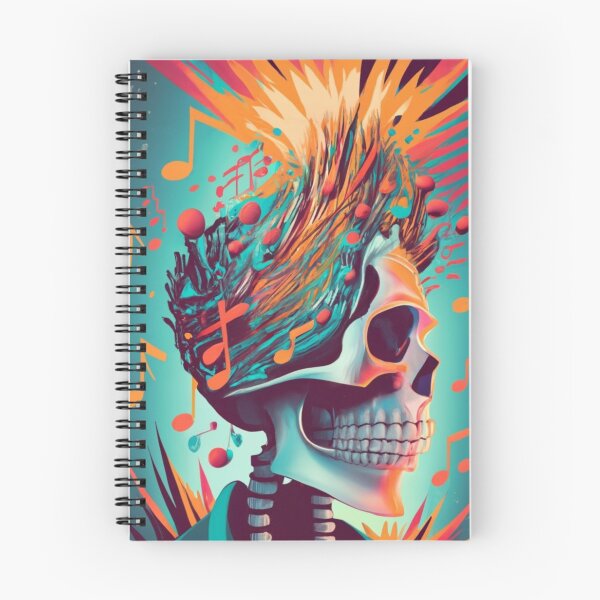 Item preview, skeleton head with exploding 3 notes, halloween  designed and sold by rayo-art.