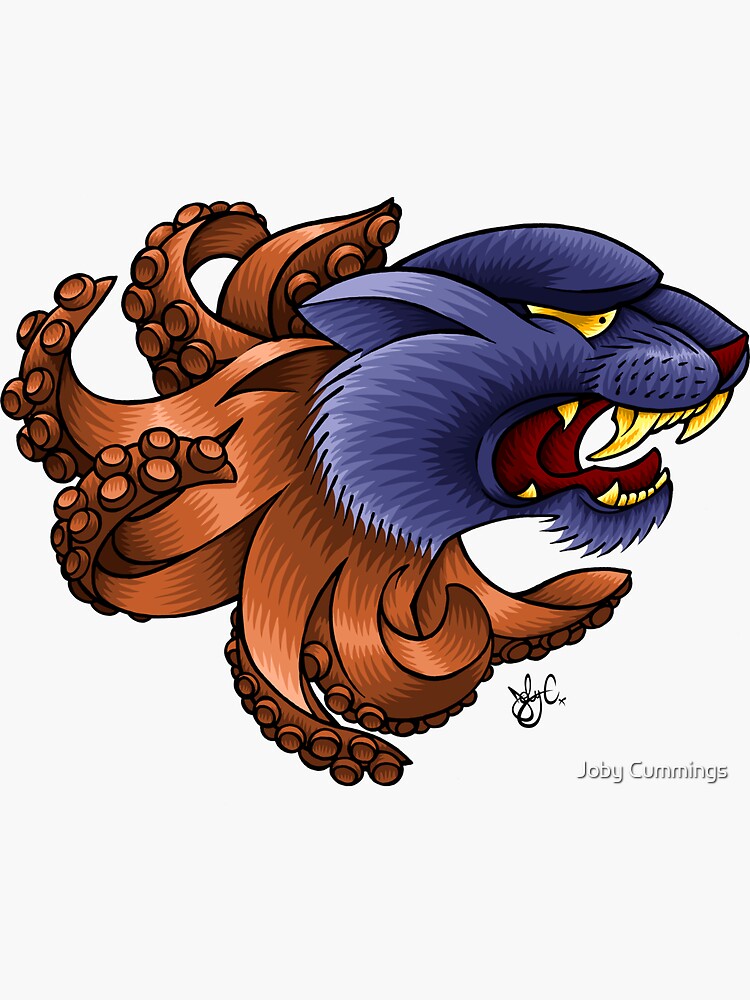 Thumbnail 3 of 3, Sticker, Octopanther!!! designed and sold by jabwai.