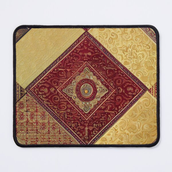 Item preview, Oriental pattern, red, golden, patchwork designed and sold by gringourmand.