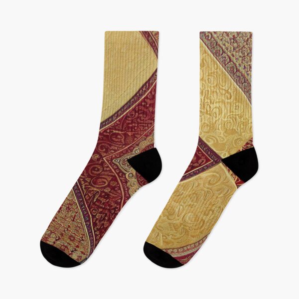 Item preview, Oriental pattern, red, golden, patchwork designed and sold by gringourmand.