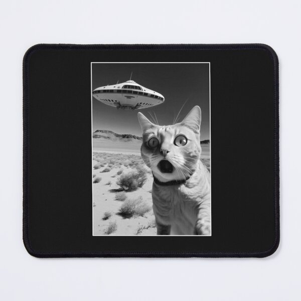 Item preview, A Cat Taking A Selfie With A UFO Spaceship - Funny Pun Meme Image designed and sold by BrendaESexton.