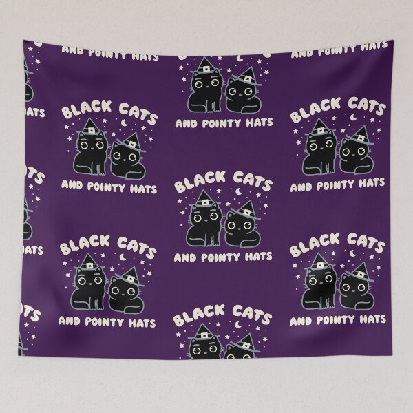 Item preview, Black Cats and Pointed Hats Spooky Halloween Kawaii Style  designed and sold by WeirdPunderful.