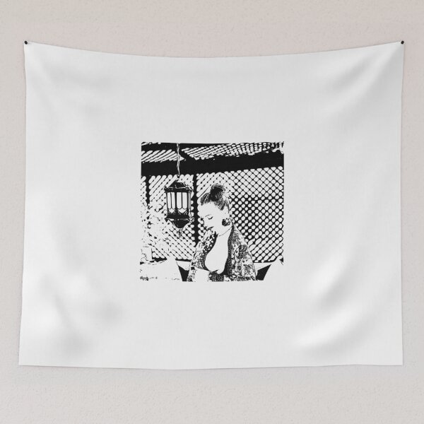 Item preview, Black and White Artwork Woman Wearing a Sarong and Earrings designed and sold by alankamer.