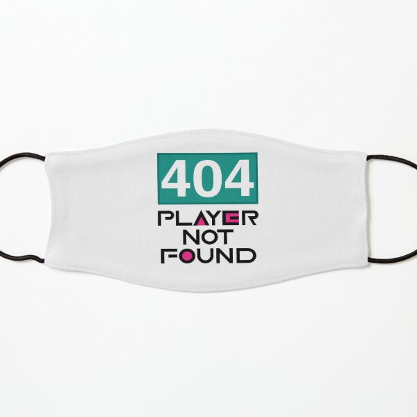 Squid Game Player 404 Not Found Black Text Kids Mask