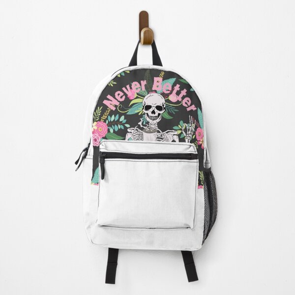 Item preview, Never Better Skeleton Drinking Coffee Floral bacckground designed and sold by Nass Store ⭐⭐⭐⭐⭐.