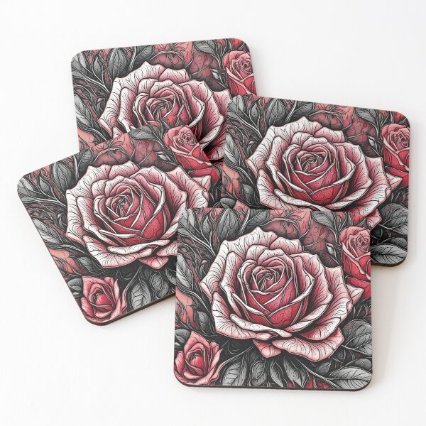 Item preview, Red rose pattern with black leaves designed and sold by Chafes.