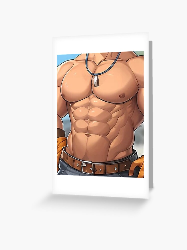 Muscular Anime Boy | Greeting Card