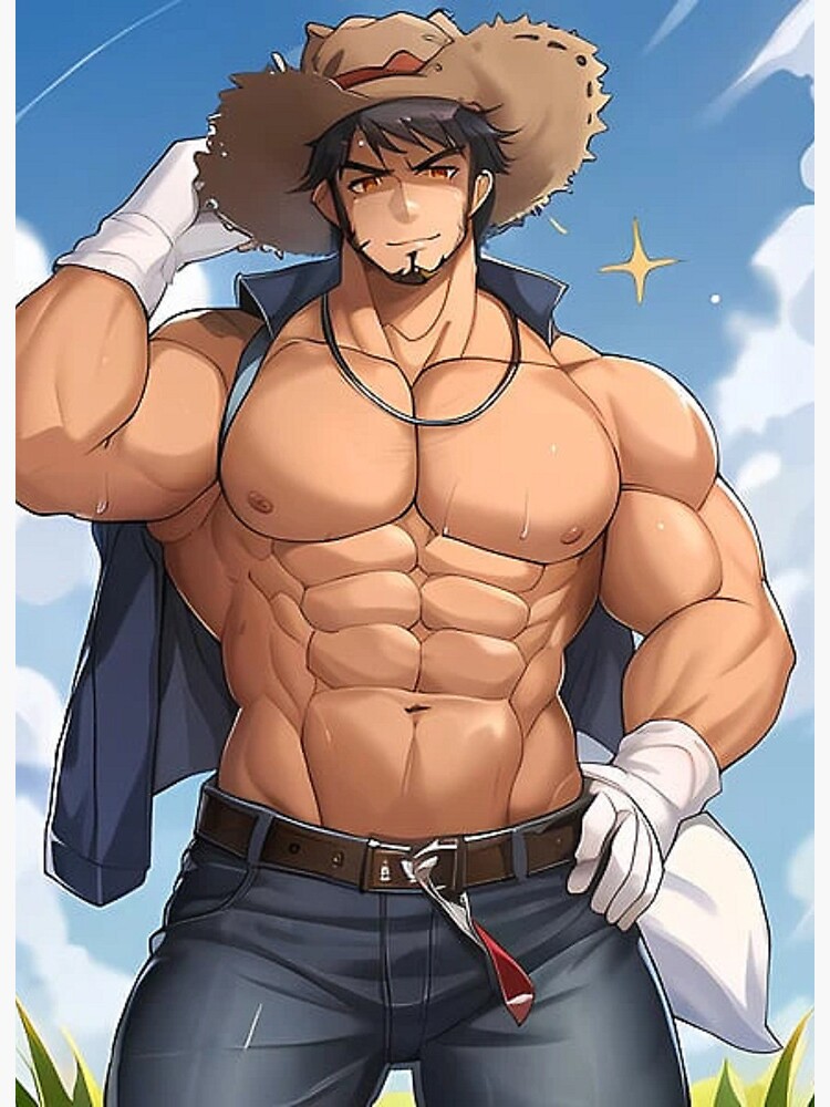 Muscular Anime Boy | Art Board Print