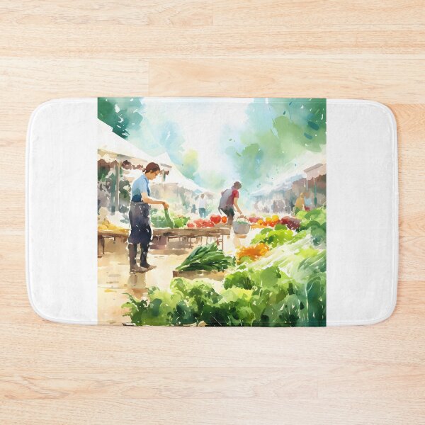 Item preview, Market Melodies: A Lively Watercolor Masterpiece designed and sold by Shirtastically.