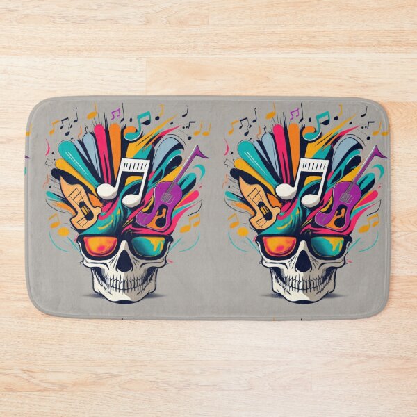 Item preview, skeleton head with exploding 1 notes, halloween designed and sold by rayo-art.