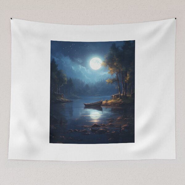Item preview, Moonlit Mystique: A Serene Lake in Watercolor designed and sold by Shirtastically.