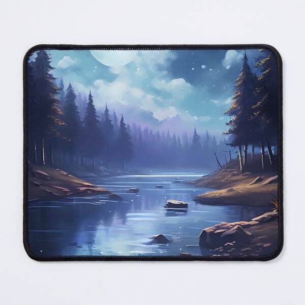 Item preview, Serene Shadows: A Moonlit Lake in Watercolor designed and sold by Shirtastically.